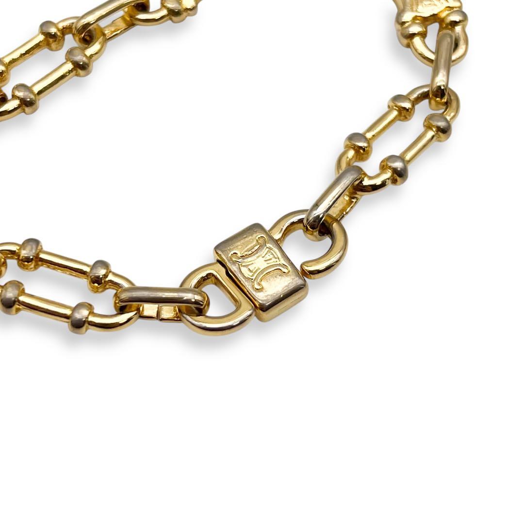 【美品】セリーヌ　マカダム　チェーン　ブレスレット　ゴールド　アクセサリー638