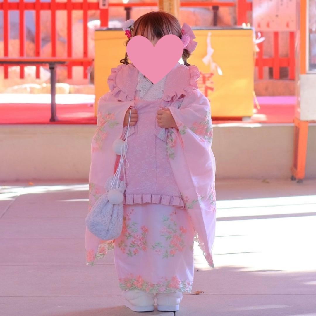 キャサリンコテージ♡フラワー刺繍レース着物ワンピ、被布セット　七五三