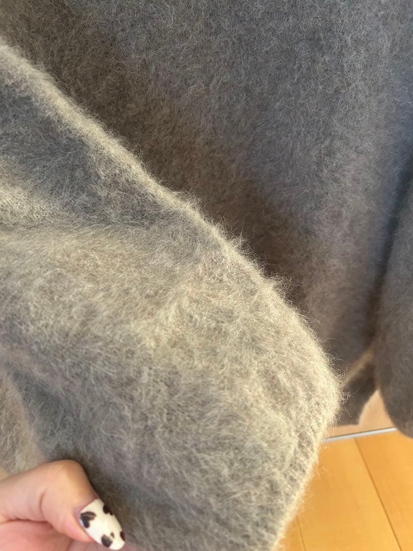 【美品】SHENERY ファーカシミヤキーネックニット　モカ