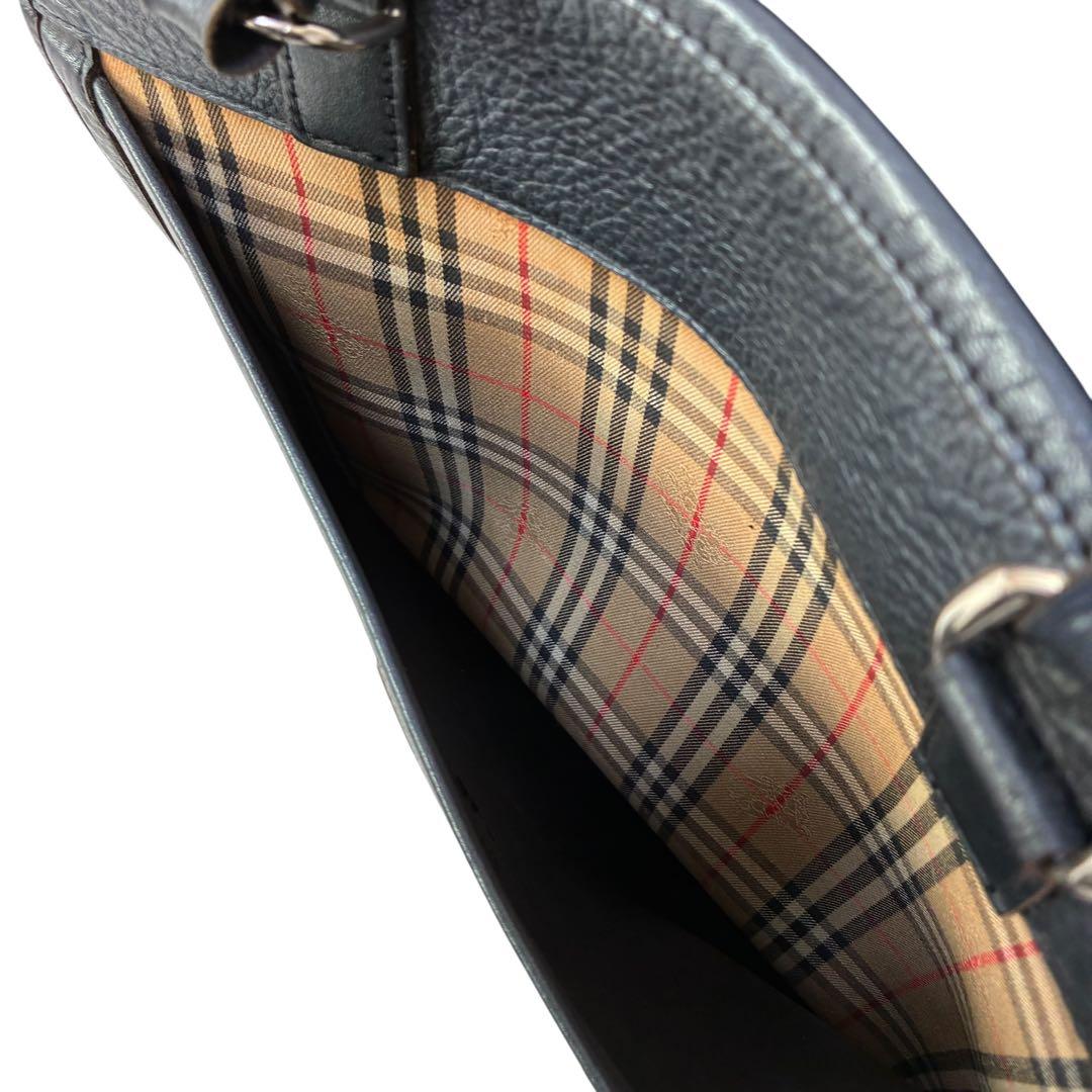 バーバリー Burberrys ノバチェック 黒レザー ボストン