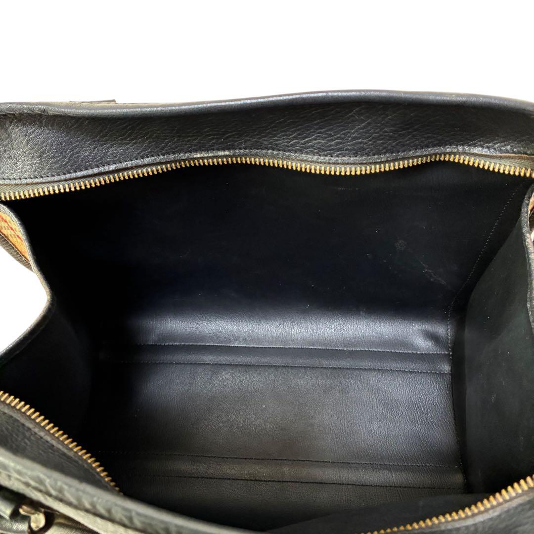 バーバリー Burberrys ノバチェック 黒レザー ボストン