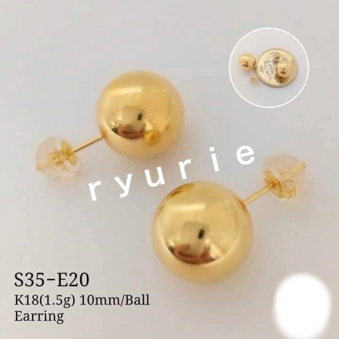 18金K18レディースピアス 10ミリ