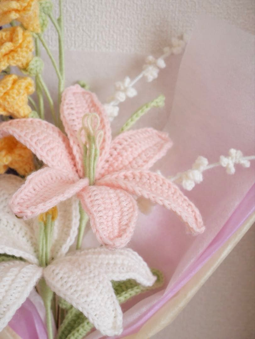 【ラベンダーブランチ】枯れない花束 プレゼント 誕生日 かぎ編み 毛糸の花
