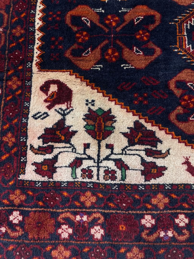 ペルシャ絨毯・148×113 セミアンティーク　ラグ　1970年代　草花文様