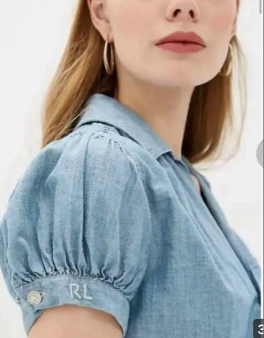 RALPH LAUREN ラルフローレン　ロゴ　デニムシャツ　パフスリーブ　6
