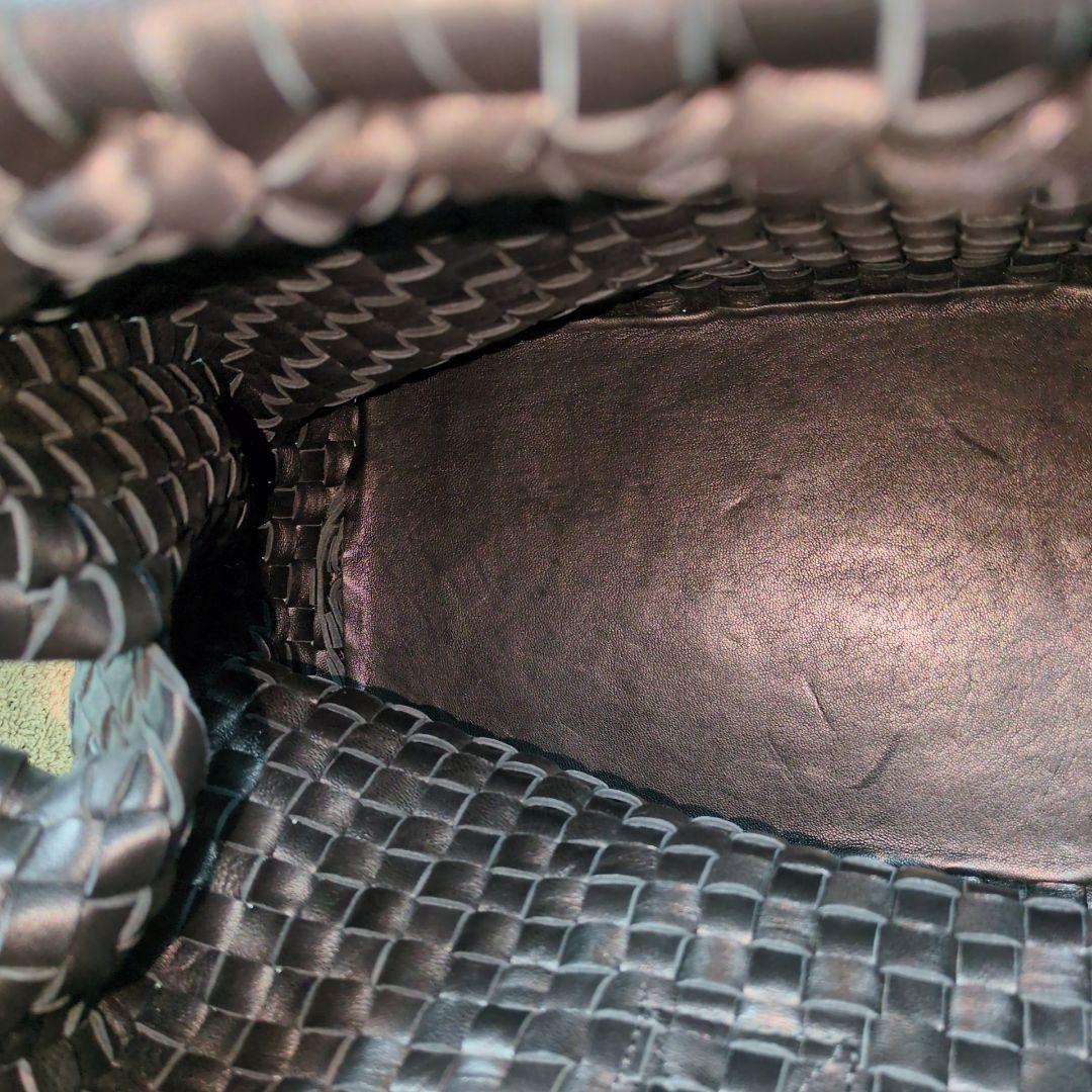 ファロルニ ボストンバッグ イントレチャート レザー ブラック