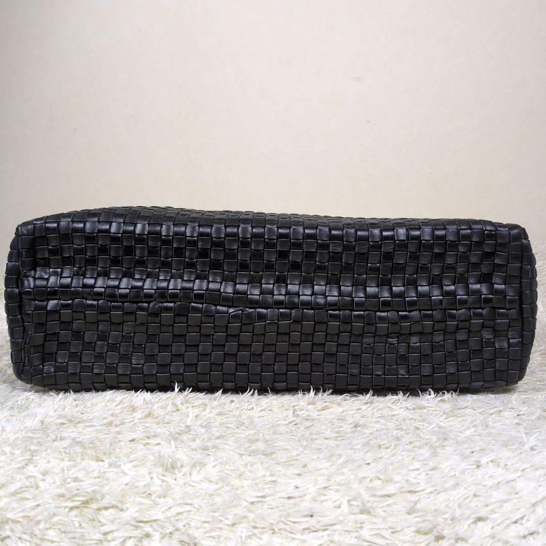 ファロルニ ボストンバッグ イントレチャート レザー ブラック