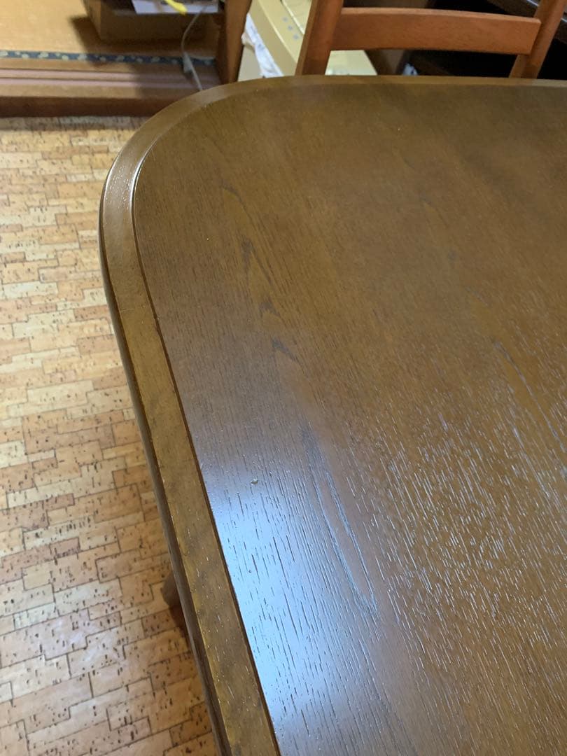 ダークブラウン 楕円形ダイニングテーブル　伸縮可能