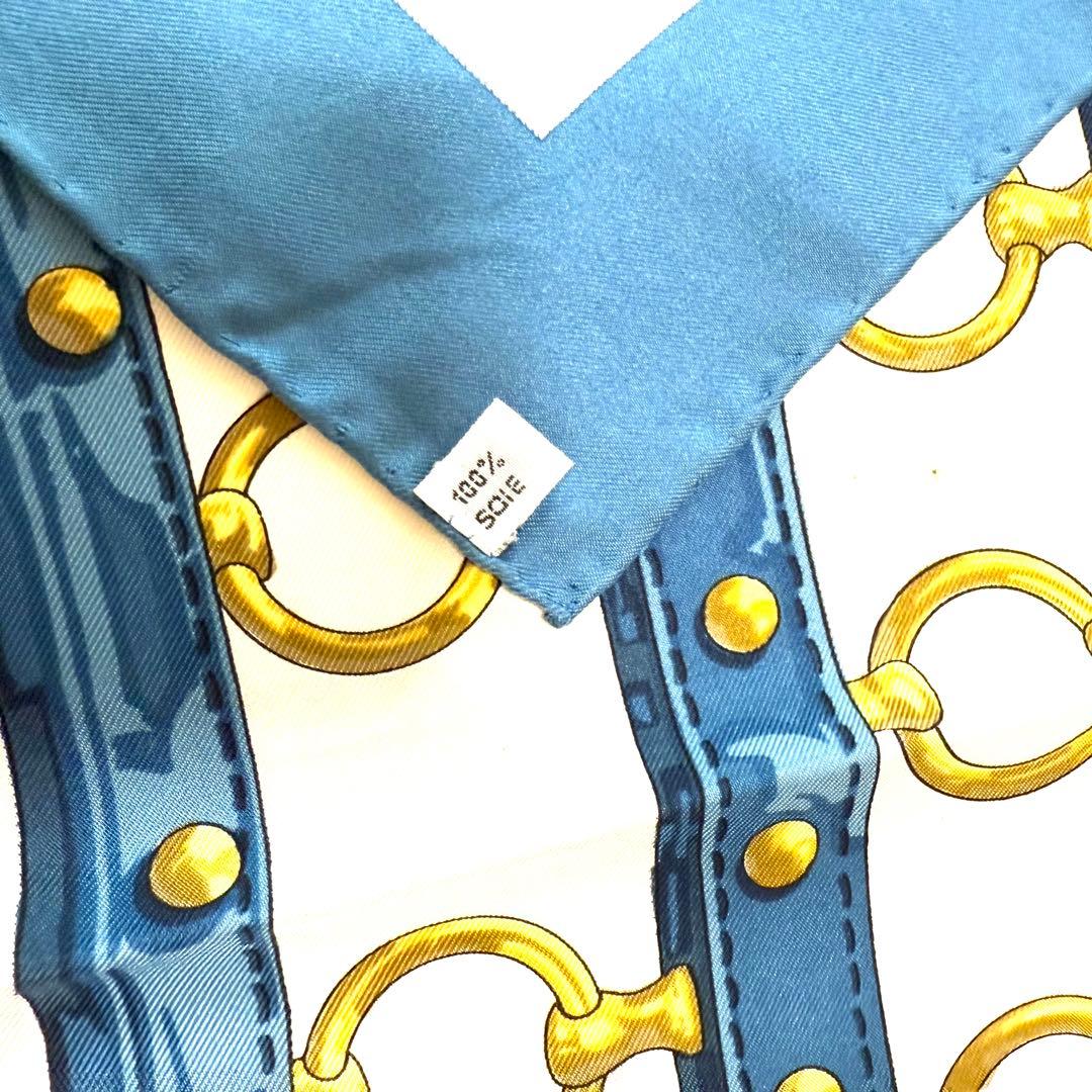 HERMES エルメス　カレ90 シルクスカーフ 「aux champs」ブルー