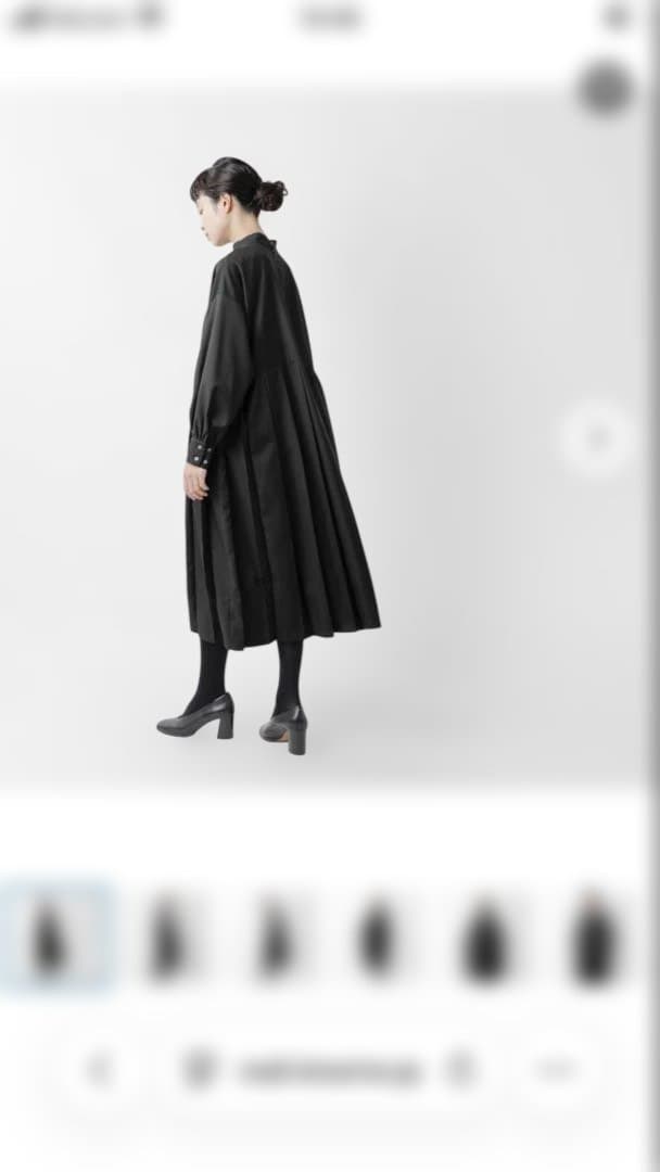 ina aranciatoクリアーツイル ウエスト 切替ワンピース　チャコール