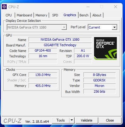 NVIDIA Geforce GTX1080 ビデオカード 8 GB 美品