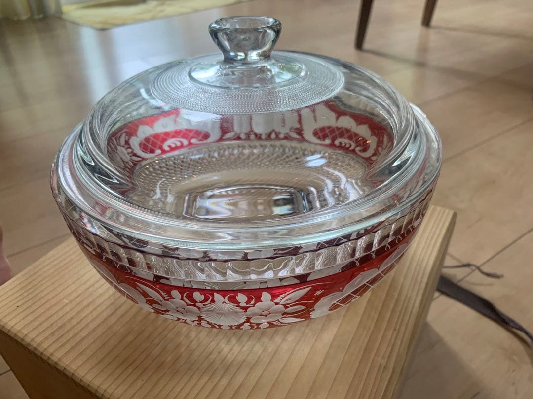 アンティーク　ギヤマン　蓋付き鉢