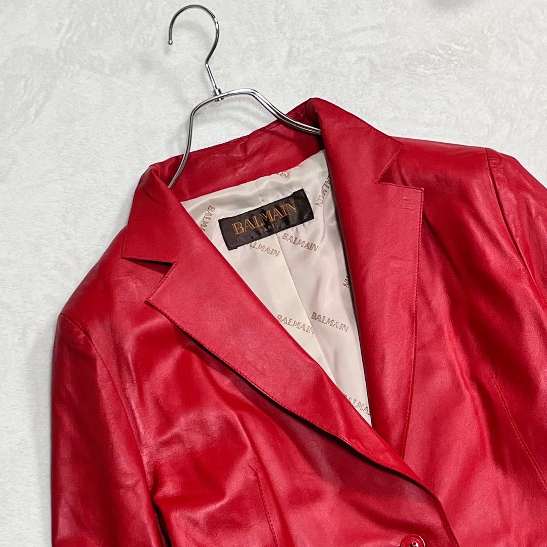 未使用『BALMAIN バルマン』レザージャケット 羊革 テーラード 17号
