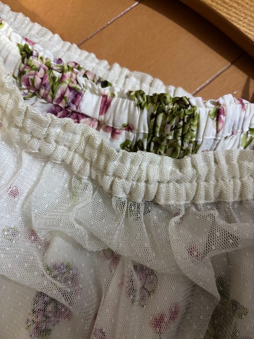 ピンクハウス♡紫陽花チュールレース付きスカート