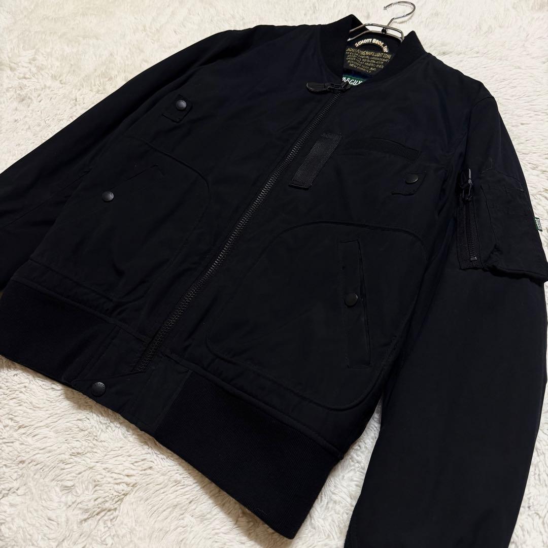 ショット× デラックスク MA-1 中綿フライトジャケット M ブラック