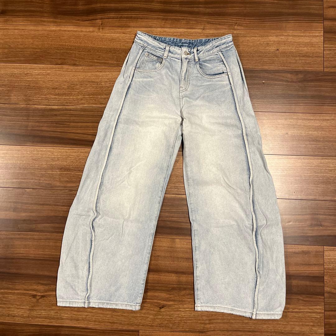 JNBYカーブデニムパンツ ブルー サイズ34
