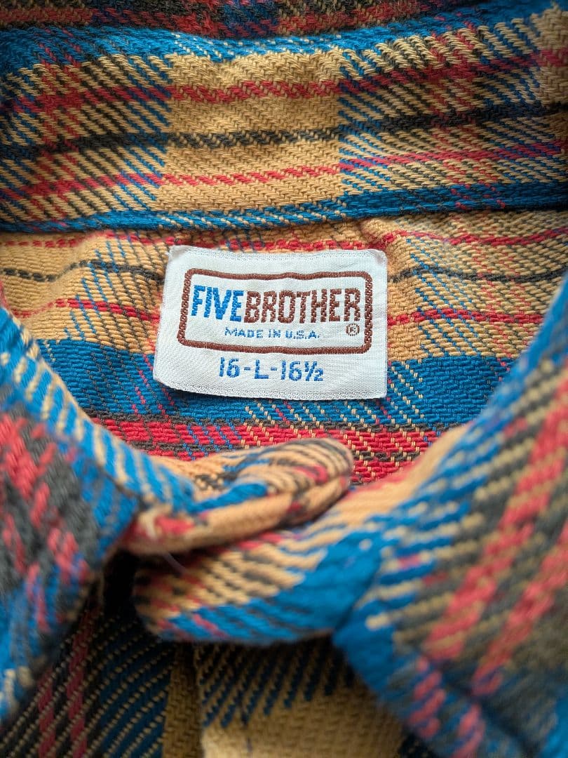【70s〜80s】【USA製】ファイブブラザー　ネルシャツ　アメカジ　古着