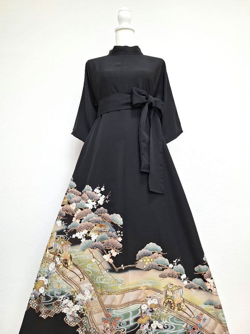 着物リメイクワンピース3671