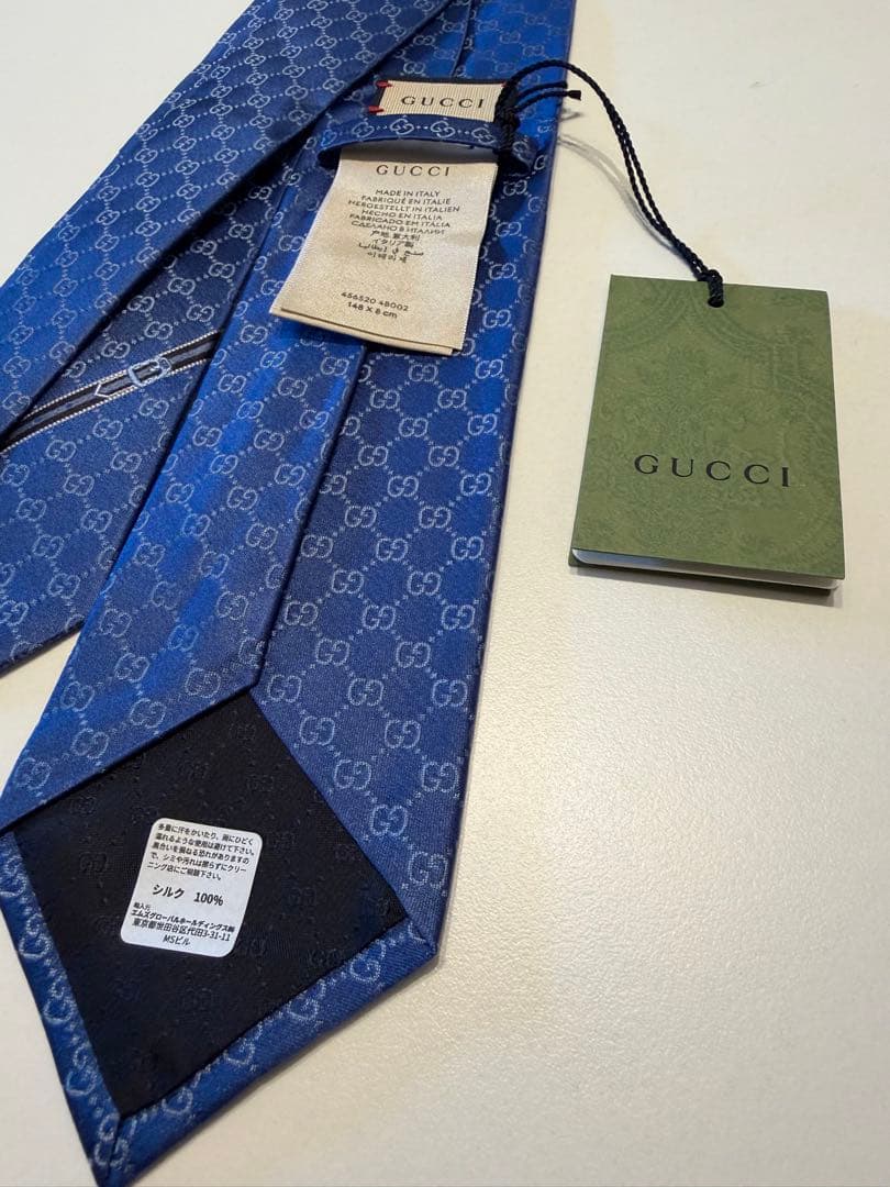 【✨新品・未使用・タグ付き✨】GUCCI シルクネクタイ GGロゴ ネイビー