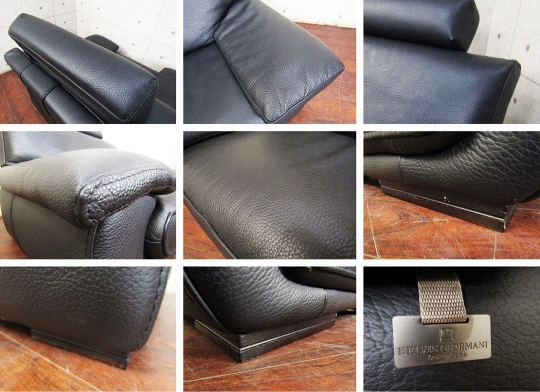 ⭕️ 展示品 KELVIN GIORMANI 黒総革張り1人掛けソファ
