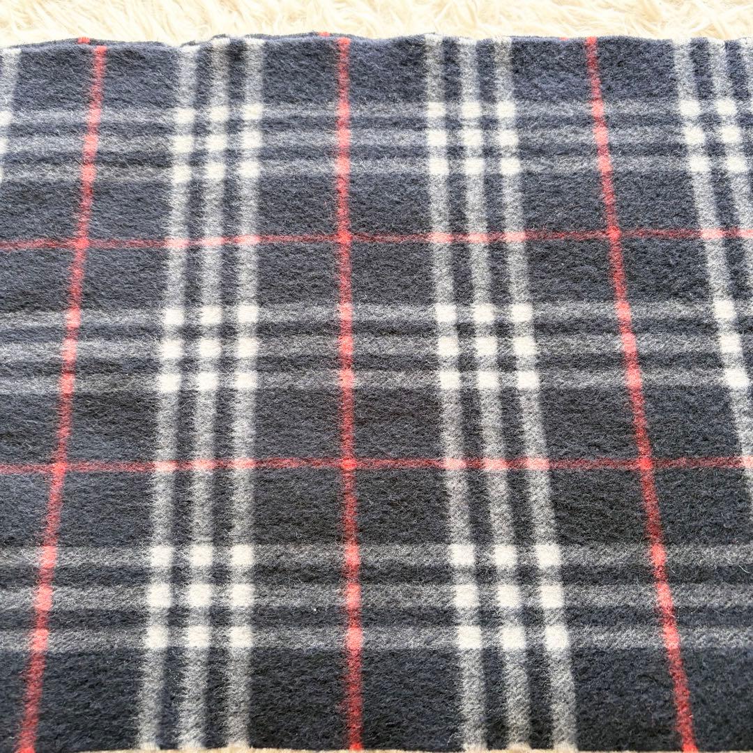 【美品】BURBERRY カシミヤマフラー ダークノバチェック ネイビー英国製
