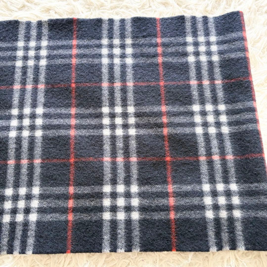 【美品】BURBERRY カシミヤマフラー ダークノバチェック ネイビー英国製
