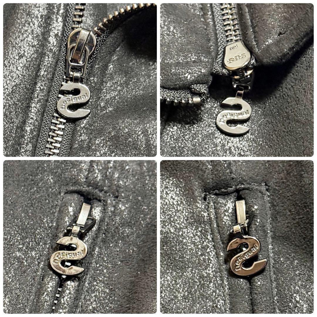 Desigual ダブルライダース ジャケット 異素材 スタッズ ロゴ 2way