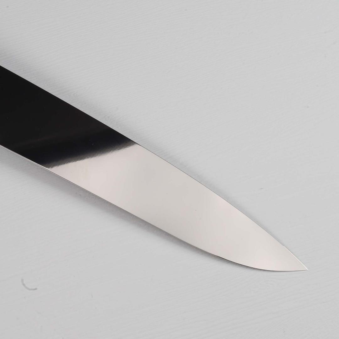 7643 大牛刀 尺 ウルトラ鏡面仕上げ 刺身包丁 両刃包丁 黒檀黒水牛角八角柄