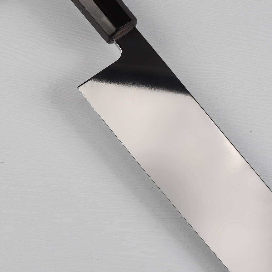 7643 大牛刀 尺 ウルトラ鏡面仕上げ 刺身包丁 両刃包丁 黒檀黒水牛角八角柄