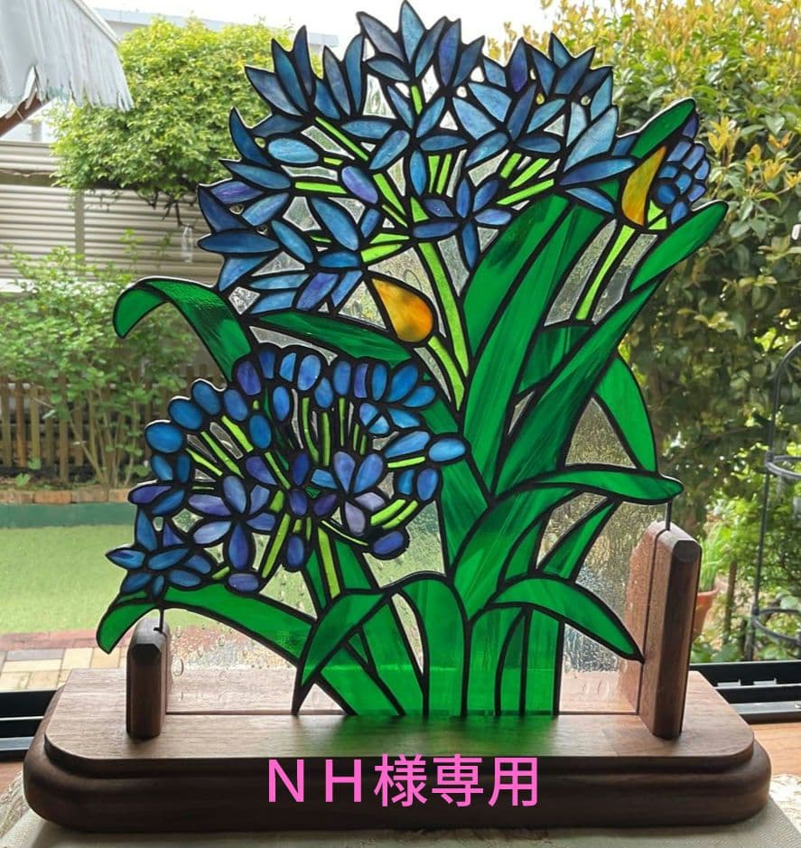 ステンドグラスパネル　アガパンサス