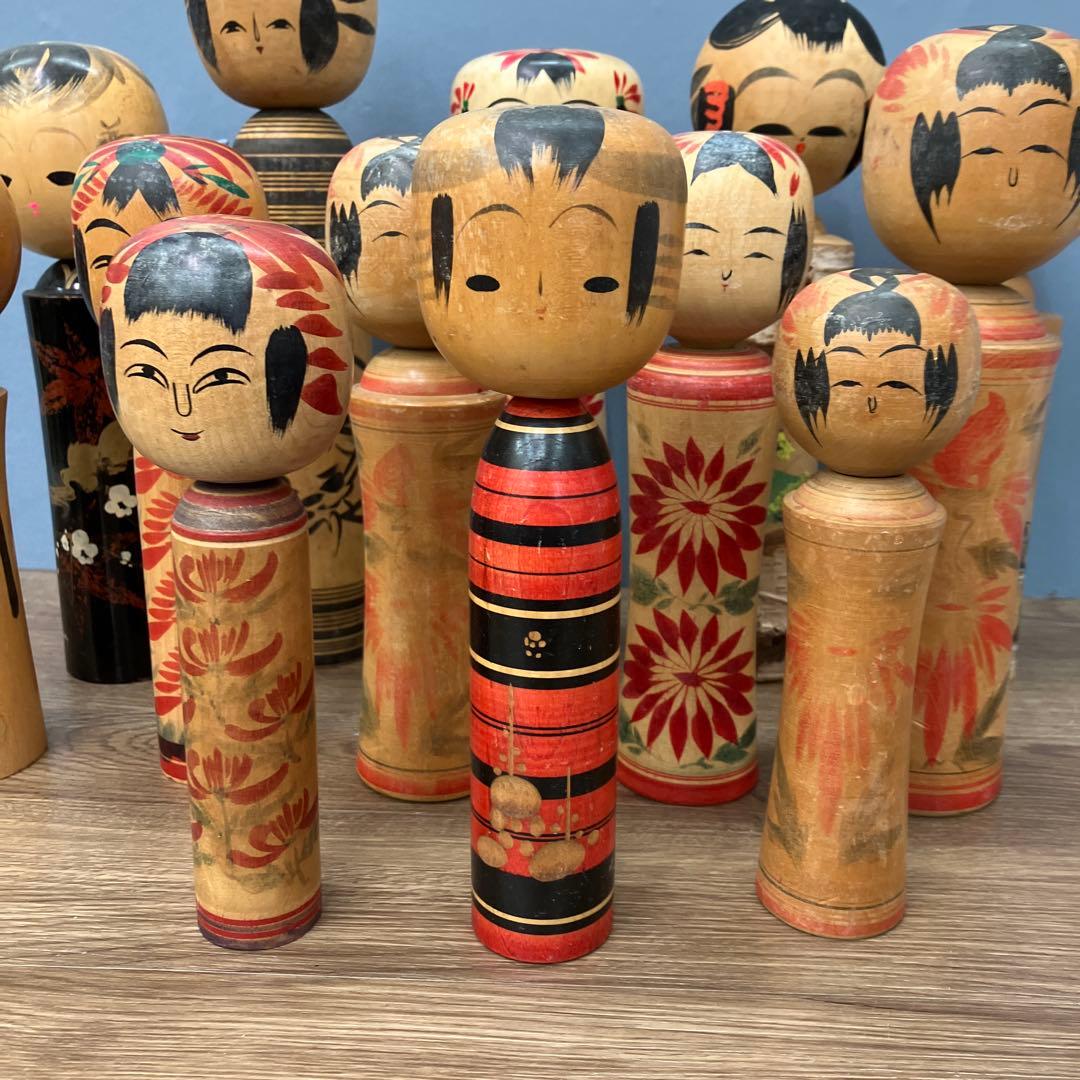 D-3 昭和レトロ 伝統こけし 16本セット 大量まとめ売り 作家物 銘あり