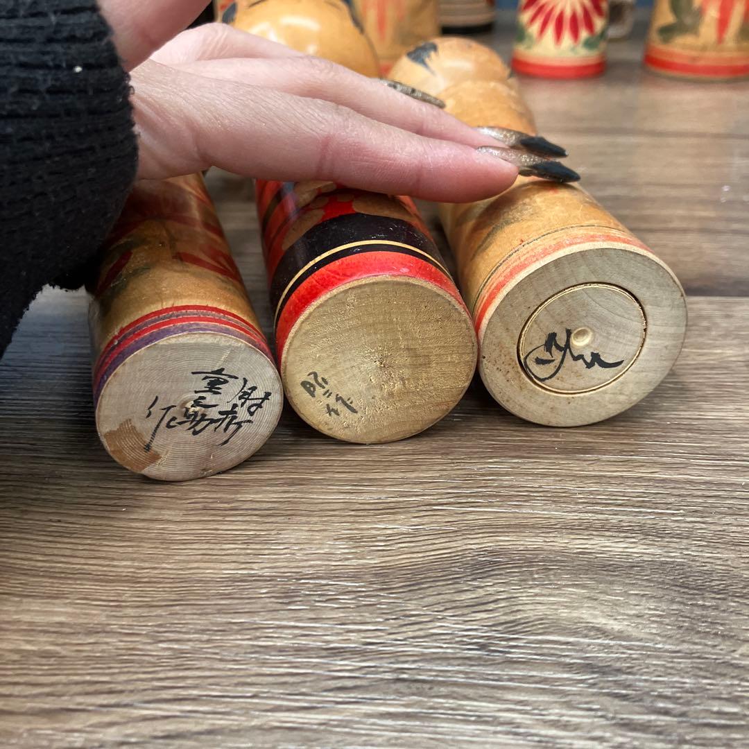 D-3 昭和レトロ 伝統こけし 16本セット 大量まとめ売り 作家物 銘あり