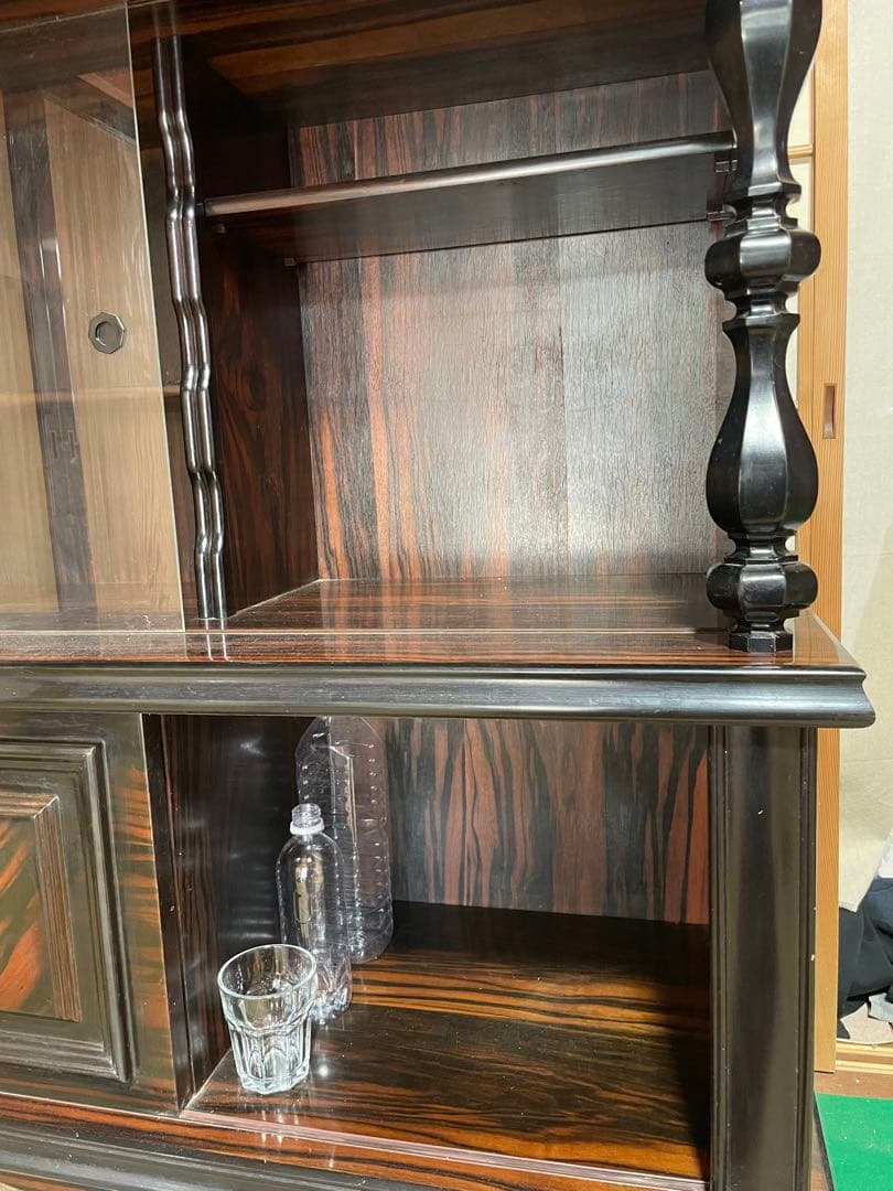 木製ガラスキャビネット、棚