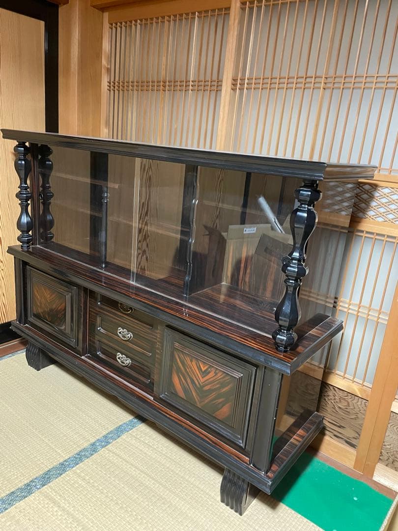 木製ガラスキャビネット、棚