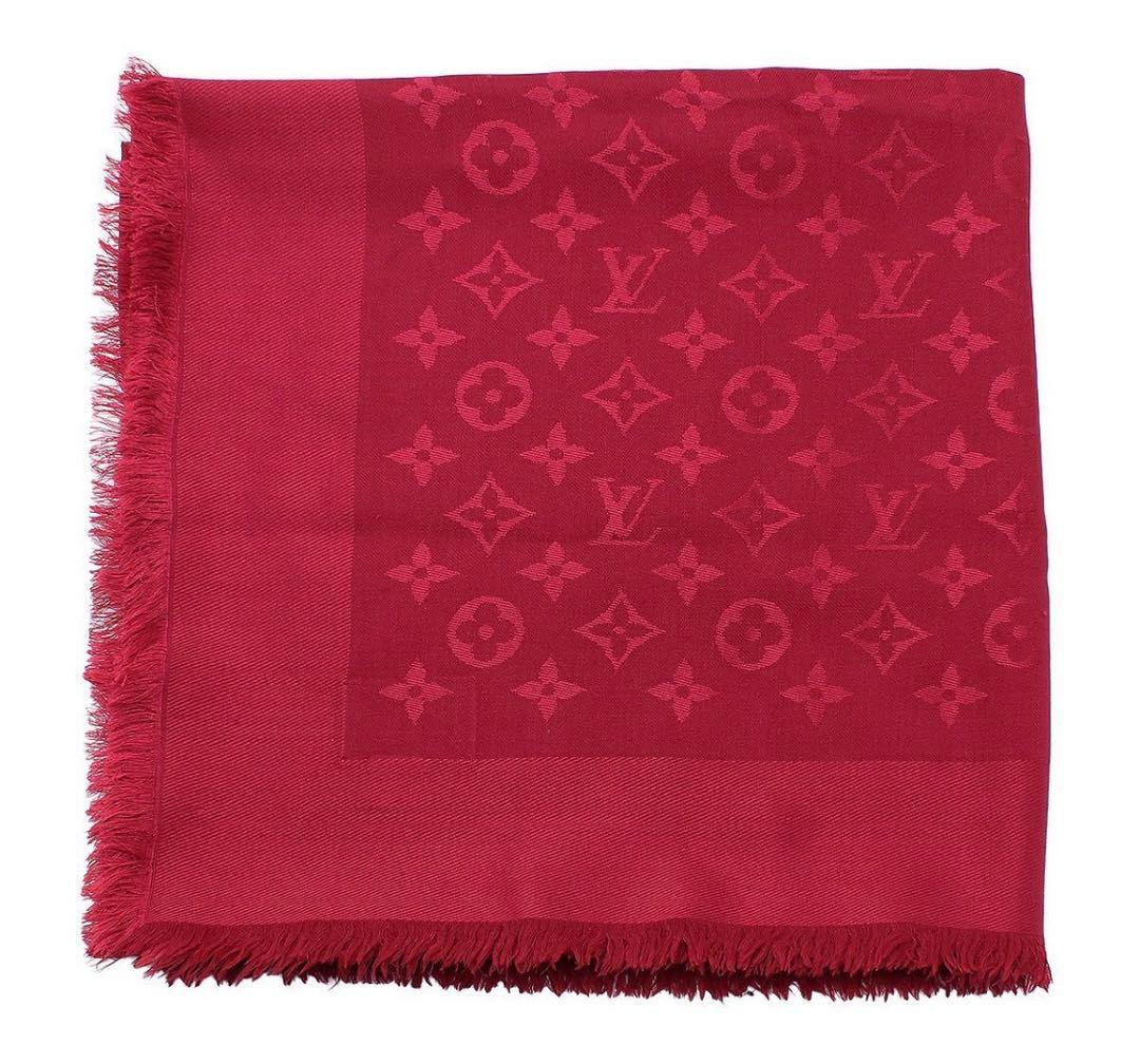 R2619 ルイヴィトン モノグラム ウール×シルク ストール 大判スカーフ