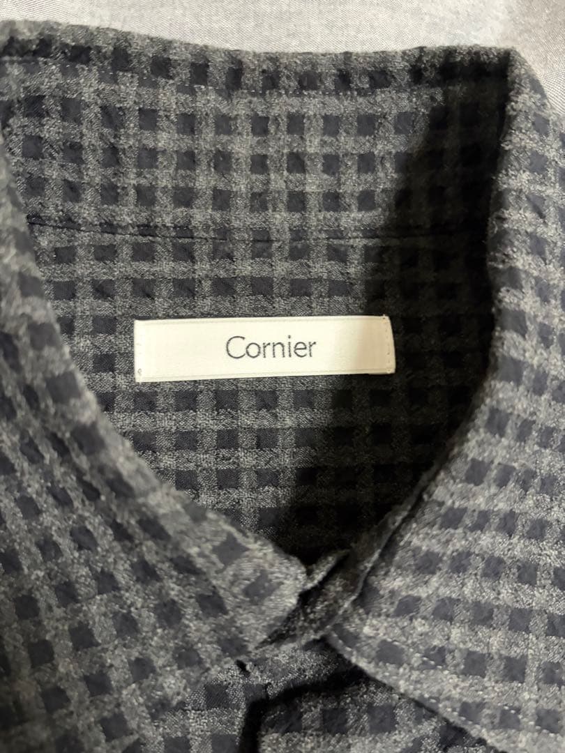 Cornier コルニエ ウールコットンチェックシャツ ブラック Lサイズ