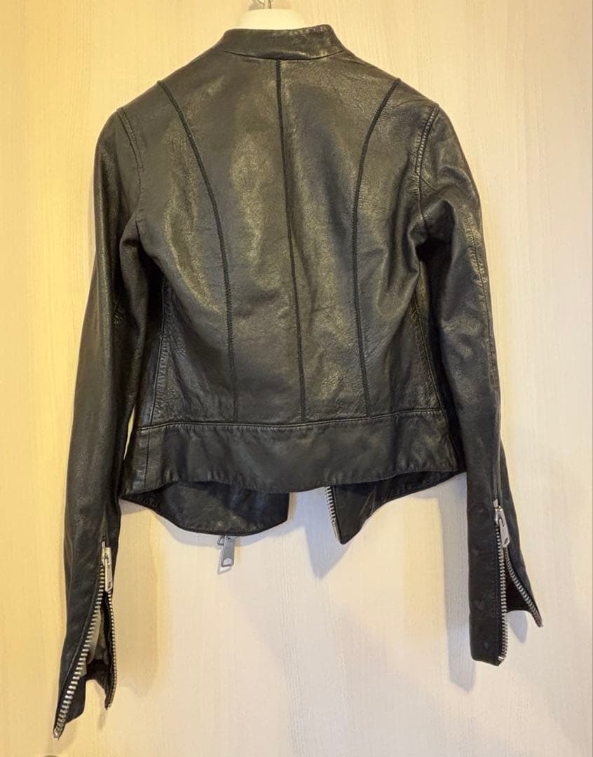 【美品】オールセインツ　ブラックレザージャケット ダブルジップ