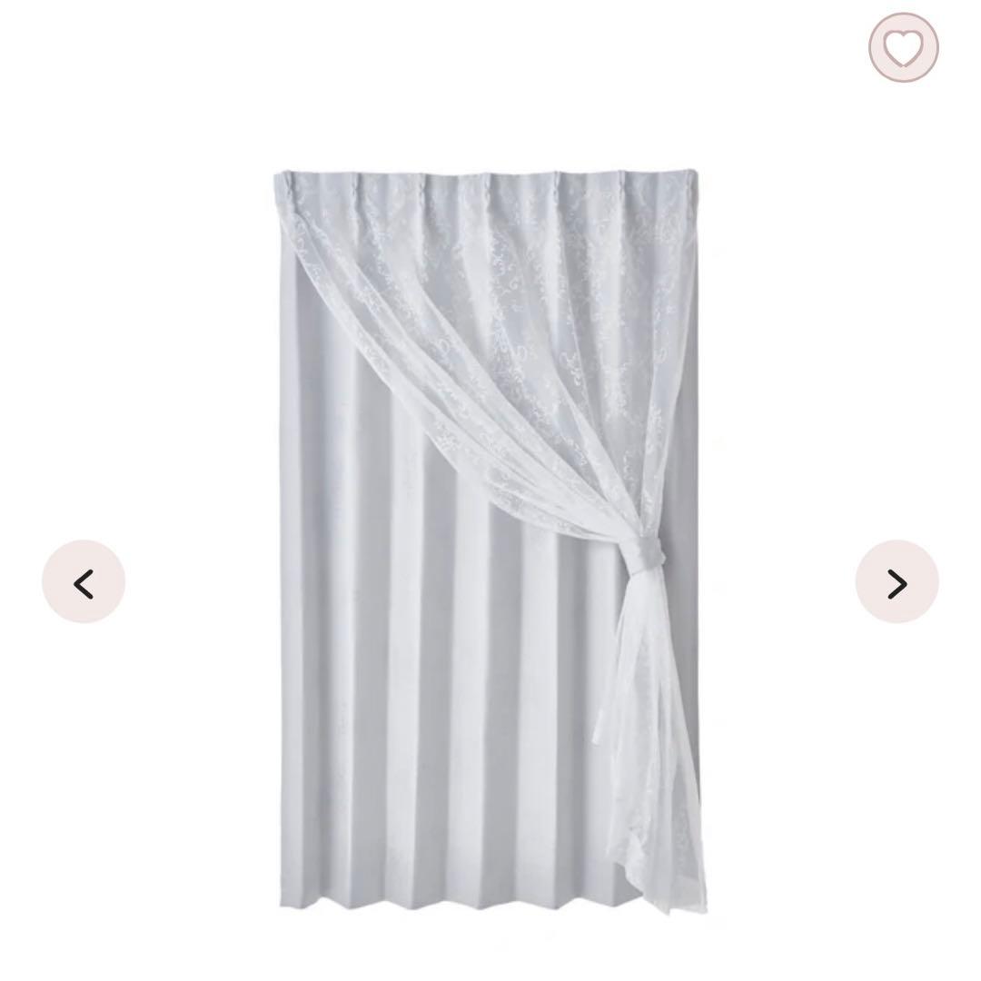 ブリスルシーラ　H1780W1000 ホワイトライトグレーレースドレープ既製