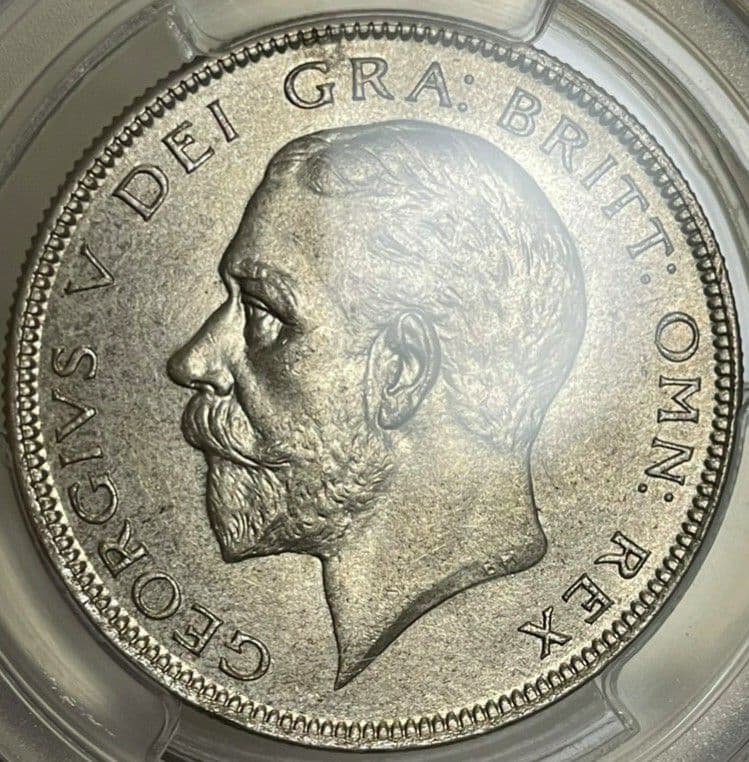 イギリス ジョージ5世 ハーフクラウン 銀 古銭 MS64 銀貨 