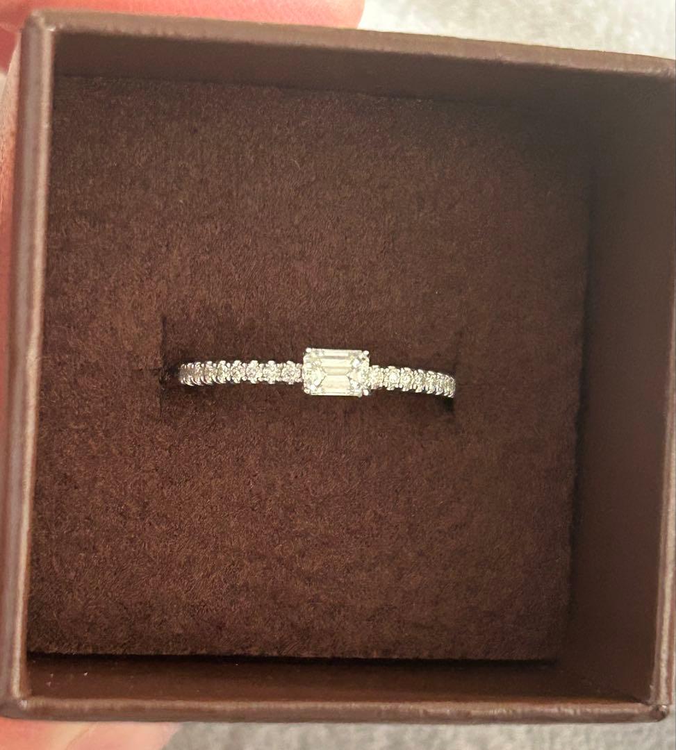 エメラルドカットダイヤモンドリング　　Au750