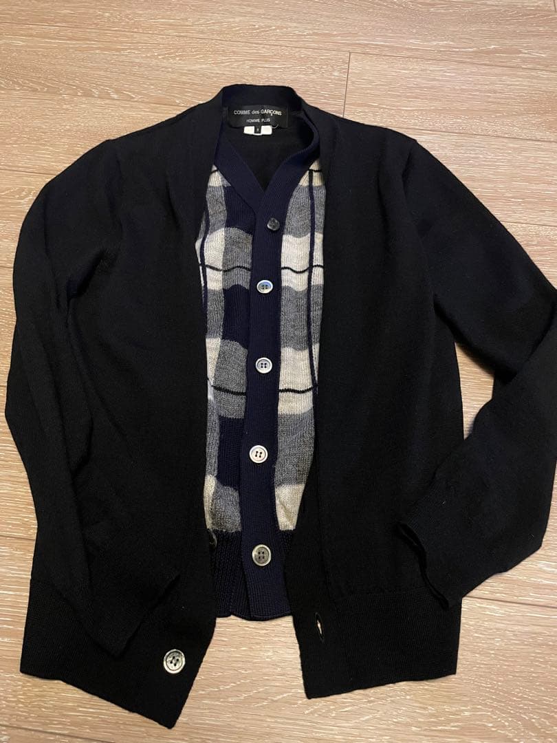 チェックレイヤード　カーディガン