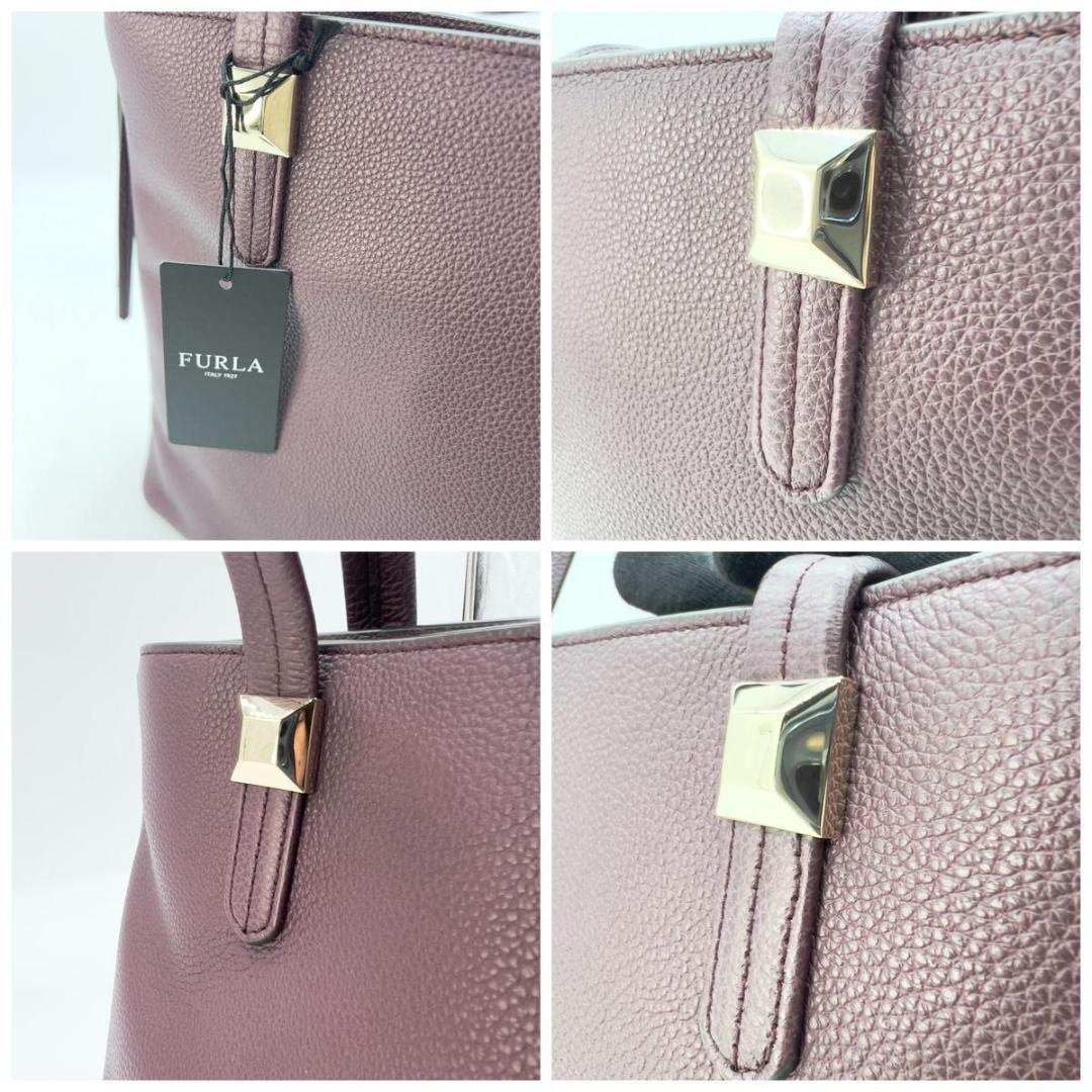 専用品 FURLA トートバッグ パープル ボルドー レザー A4可 未使用級