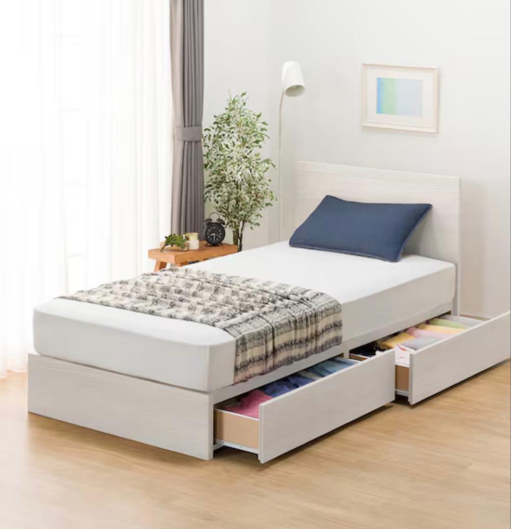 【美品】シングルベッドフレーム(NS-001 深型/WH)