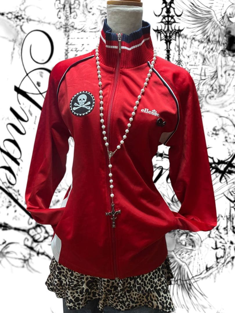 00s archive 髑髏スカル刺繍トラックジャケット　y2kグランジロック