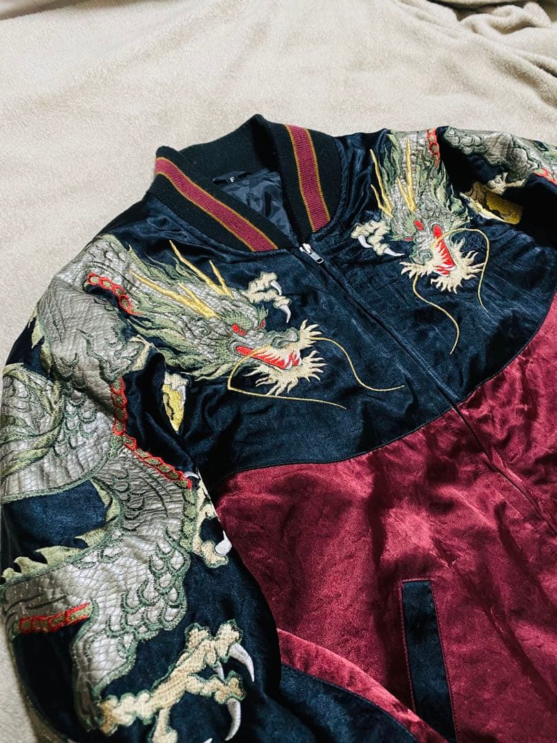 90s vintage handmade 龍 日本限定 スカジャン サテン