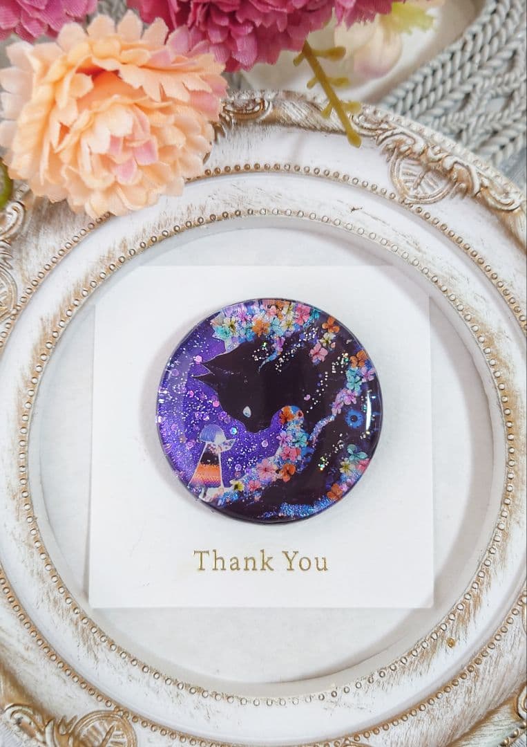 レジン　猫　ヘアゴム　ブローチ　ポニーフック　No.282