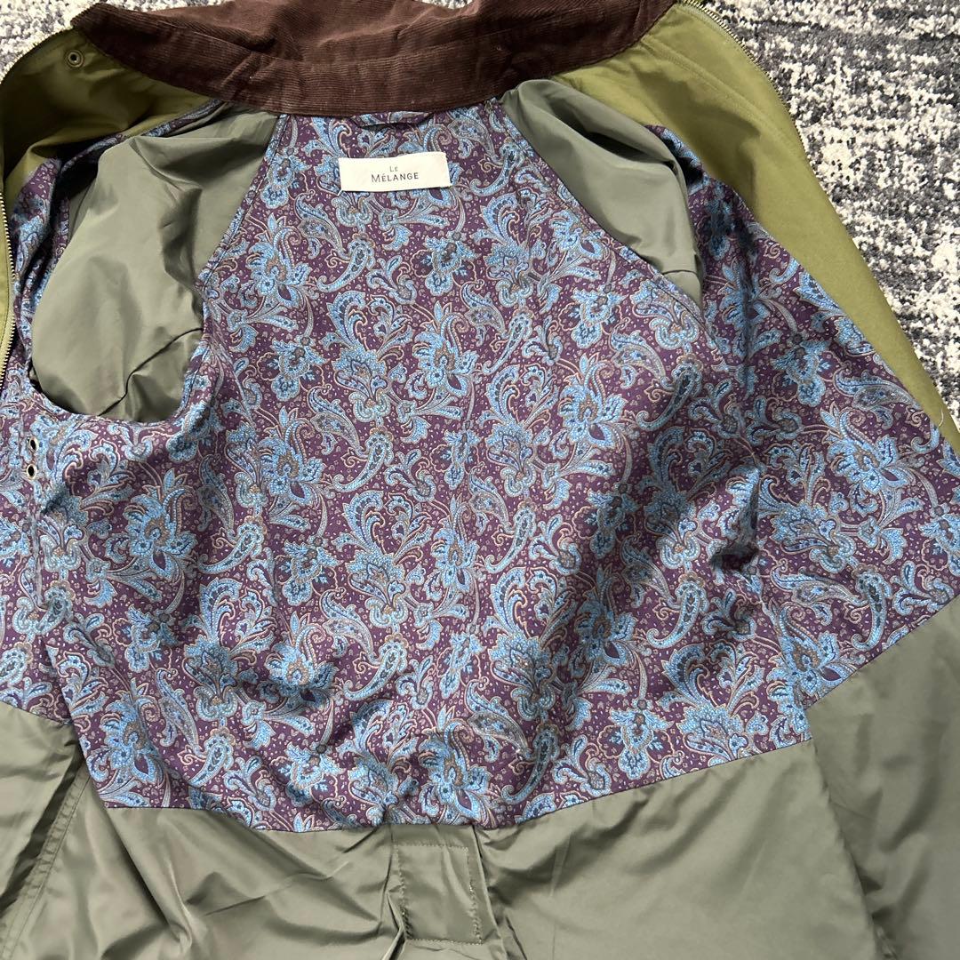 オリーブグリーン コーデュロイ襟 コート