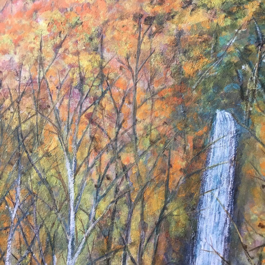 奥入瀬　八甲田山　紅葉　大型風景画　油彩　F20号