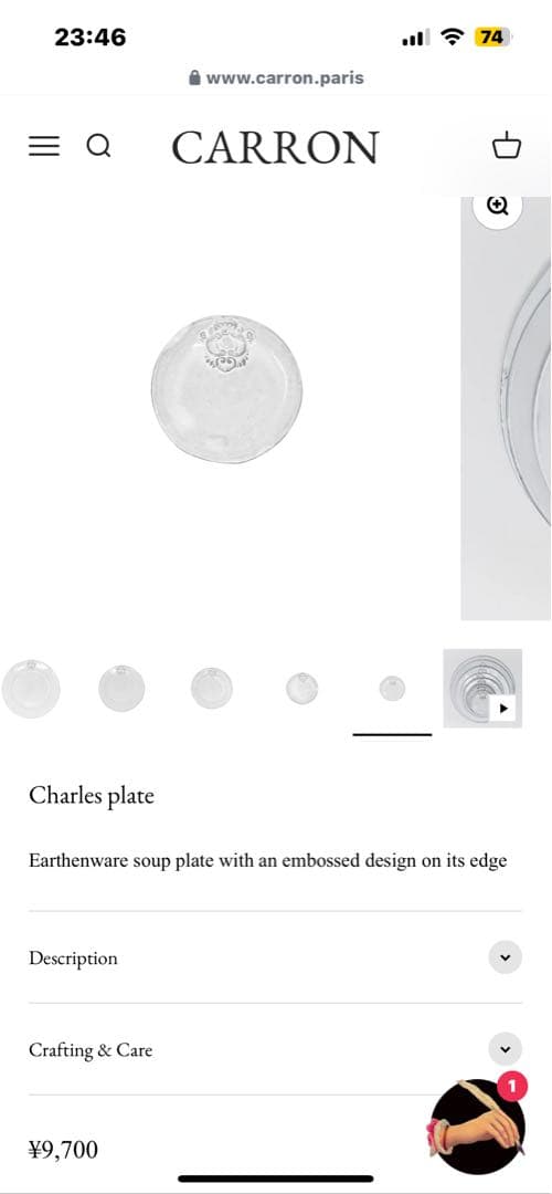 食器 CARRON paris Charles plate