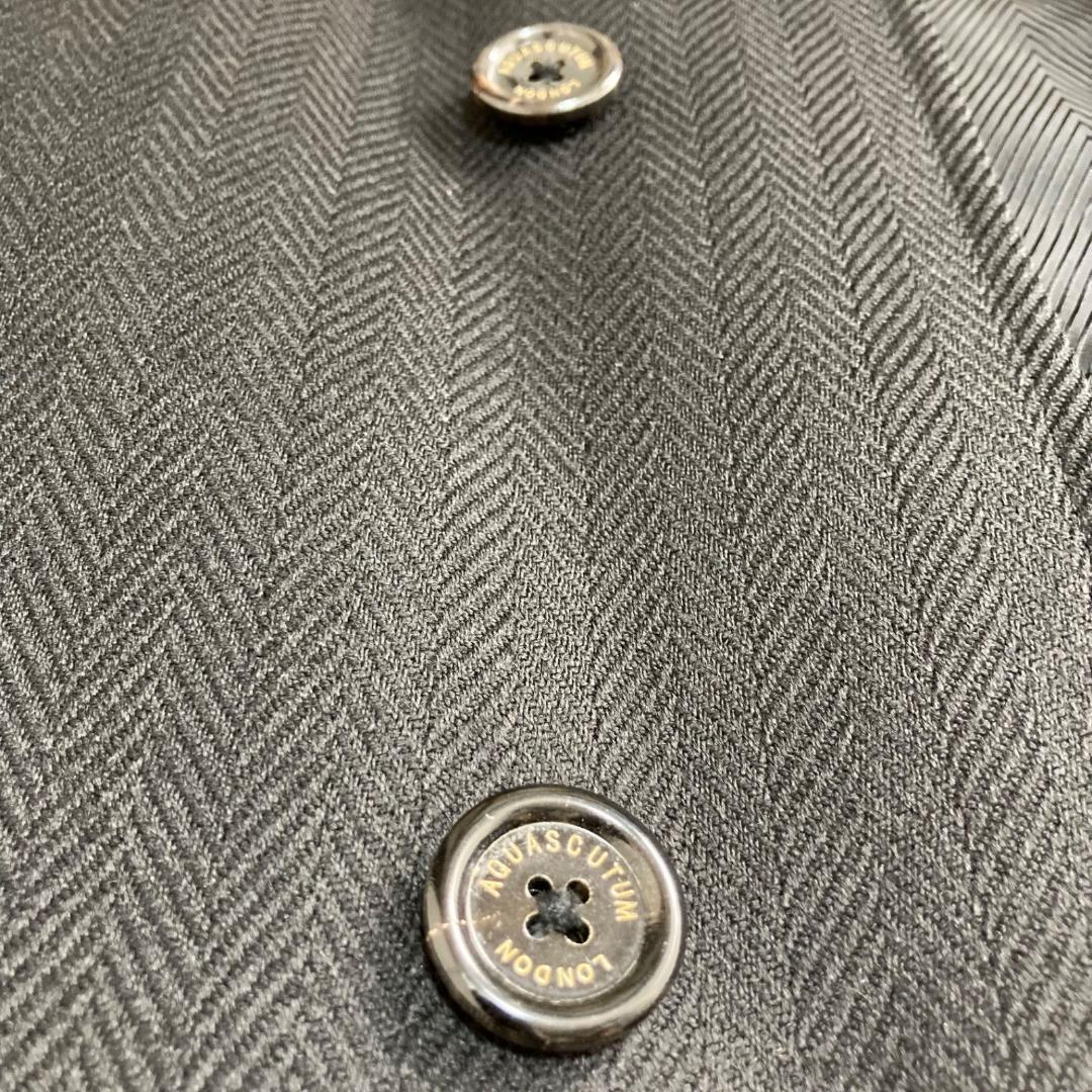 美品✨アクアスキュータム ヘリンボーン ウール ステンカラーコート ロングコート